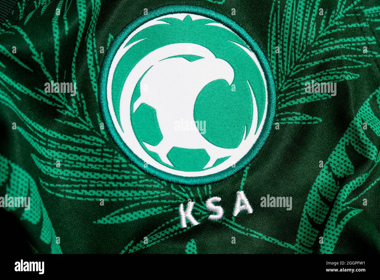 Primo piano della squadra nazionale di calcio dell'Arabia Saudita 2021 Foto  stock - Alamy