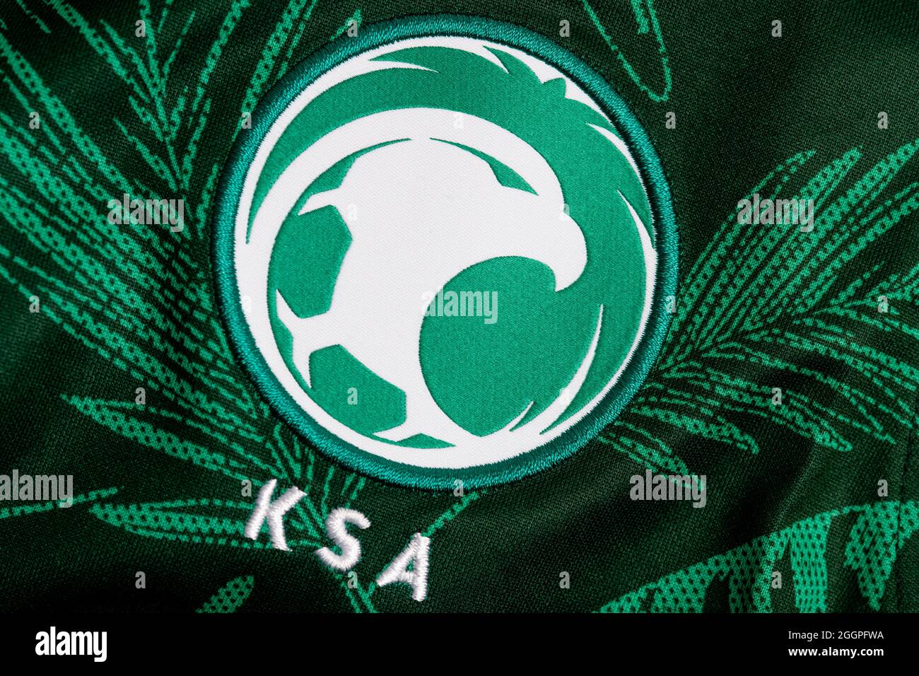 Primo piano della squadra nazionale di calcio dell'Arabia Saudita 2021. Foto Stock