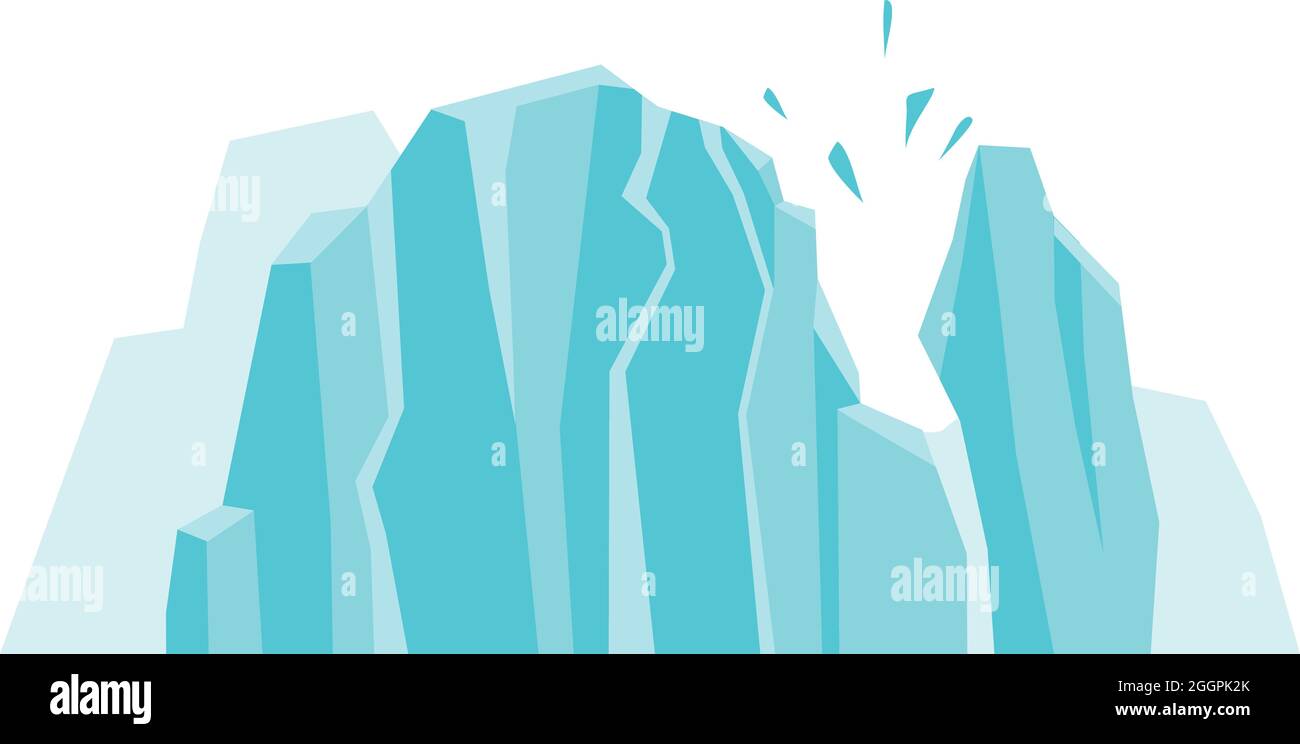 Fondendo ghiacciai icona vettore cartoon. Iceberg artico Illustrazione Vettoriale