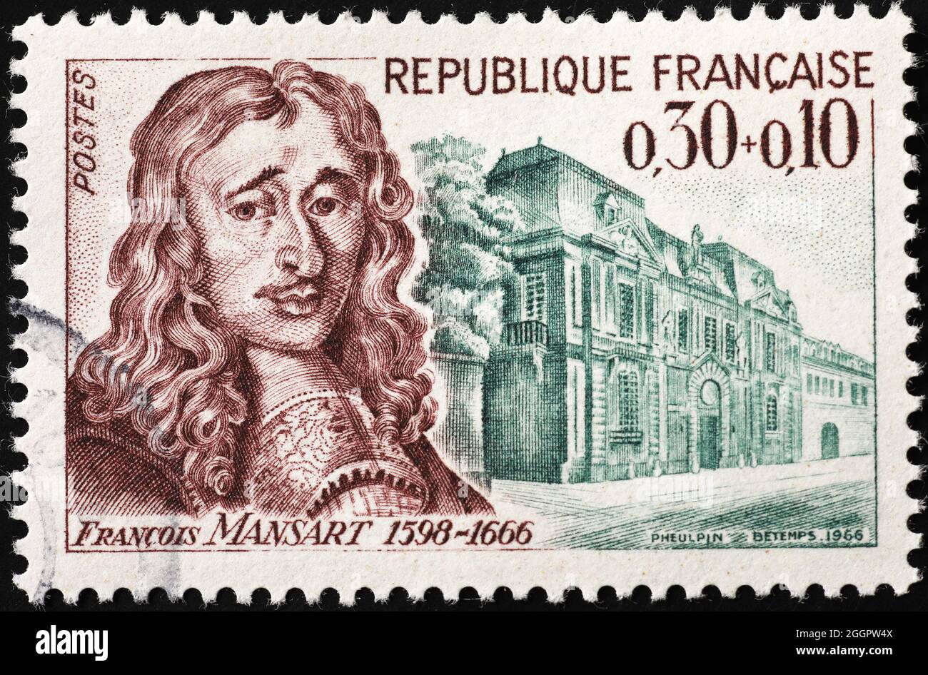 Francois Mansart su francobollo d'epoca francese Foto Stock