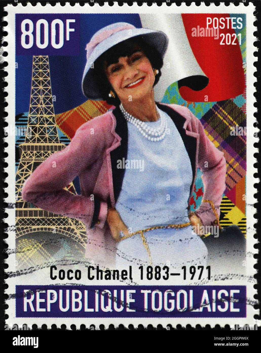 Gabriel Coco Chanel sorrise sul francobollo Foto Stock