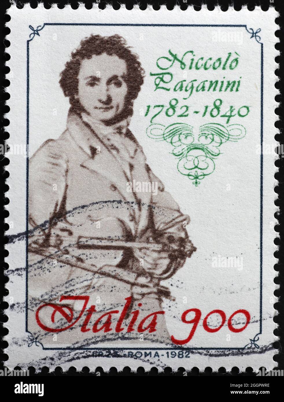 Niccolò Paganini ritratto su francobollo Foto Stock