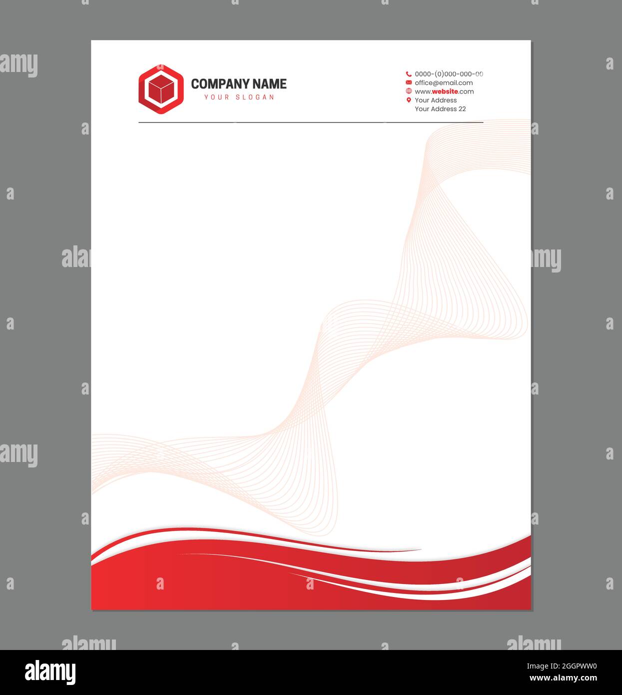 Modello di carta intestata Red Business per la stampa con logo Illustrazione Vettoriale