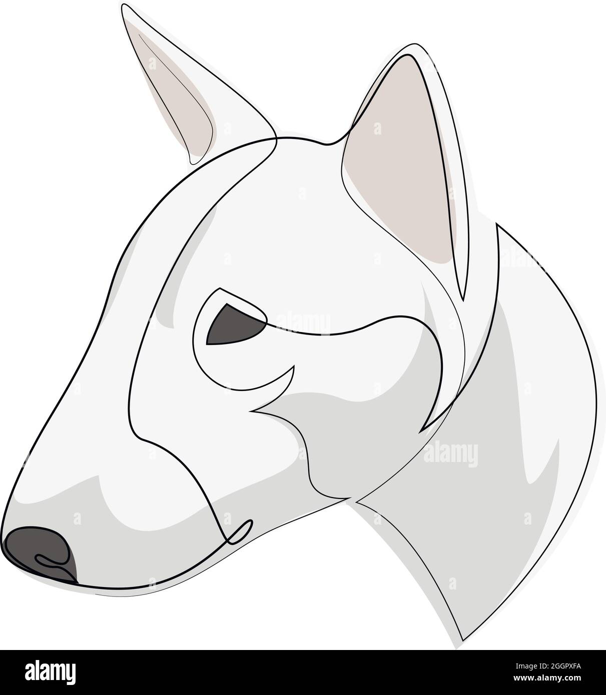 Bull Terrier vettore Dog ritratto. Linea continua. Disegno della linea di innesto Illustrazione Vettoriale