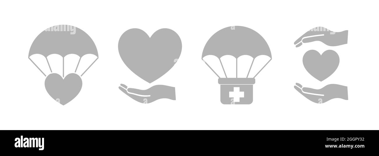 Aiuto umanitario grigio chiaro icona isolata Illustrazione Vettoriale