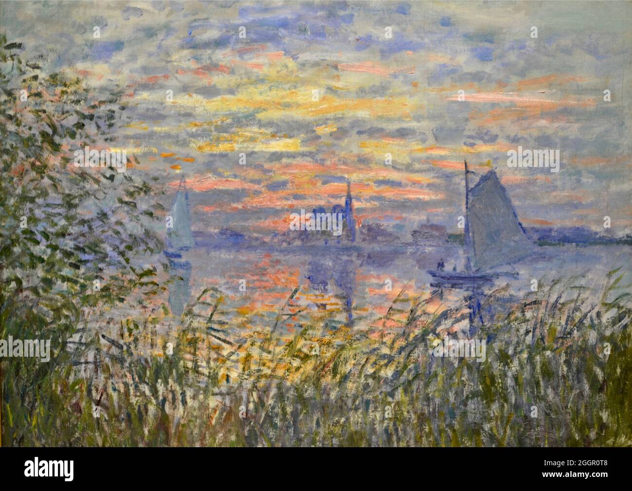 Illustrazione di Claude Monet intitolata Marine View with a Sunset - 1875 Foto Stock