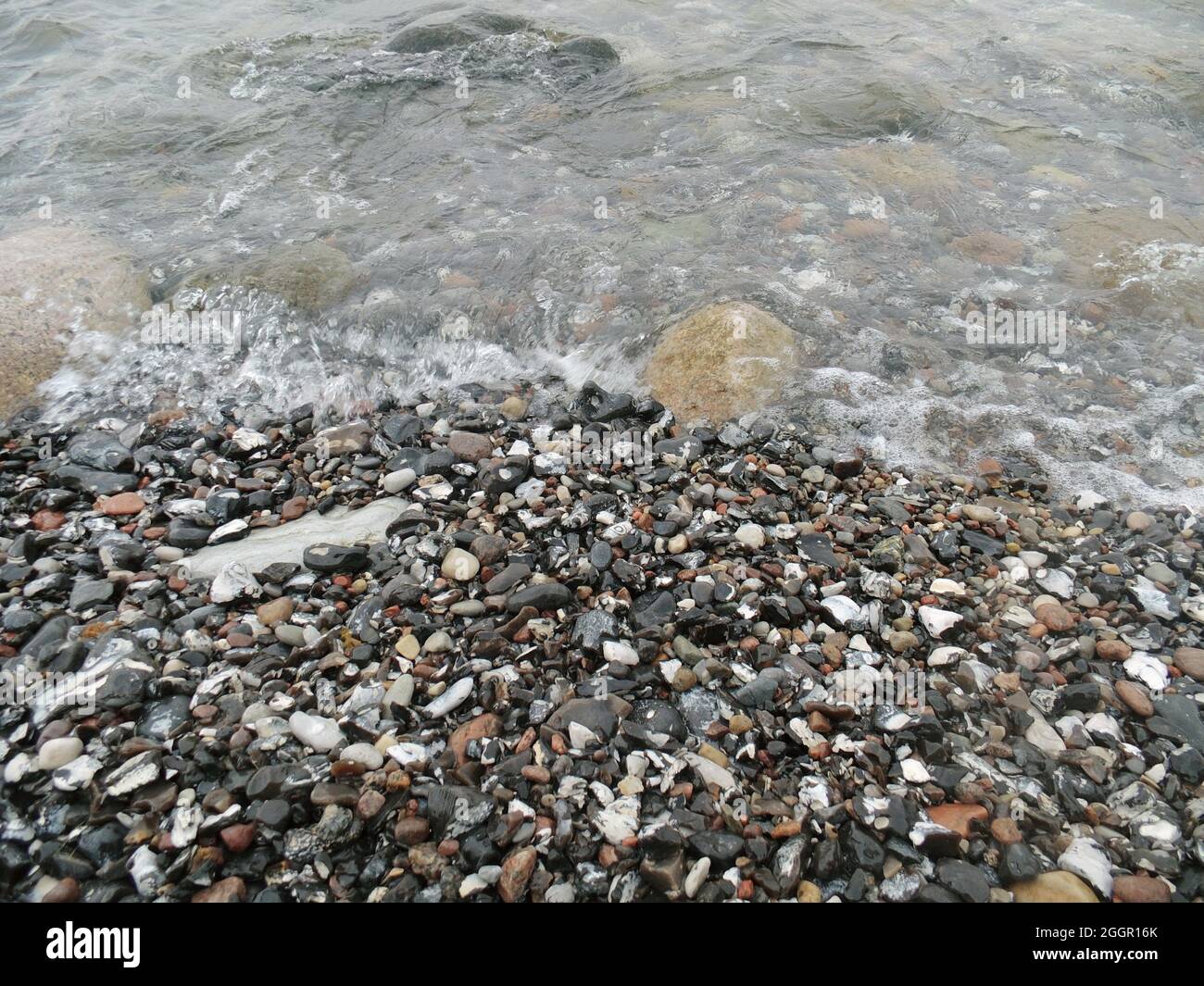 Ostseestrand Insel Rügen viele Kleine Steine Foto Stock