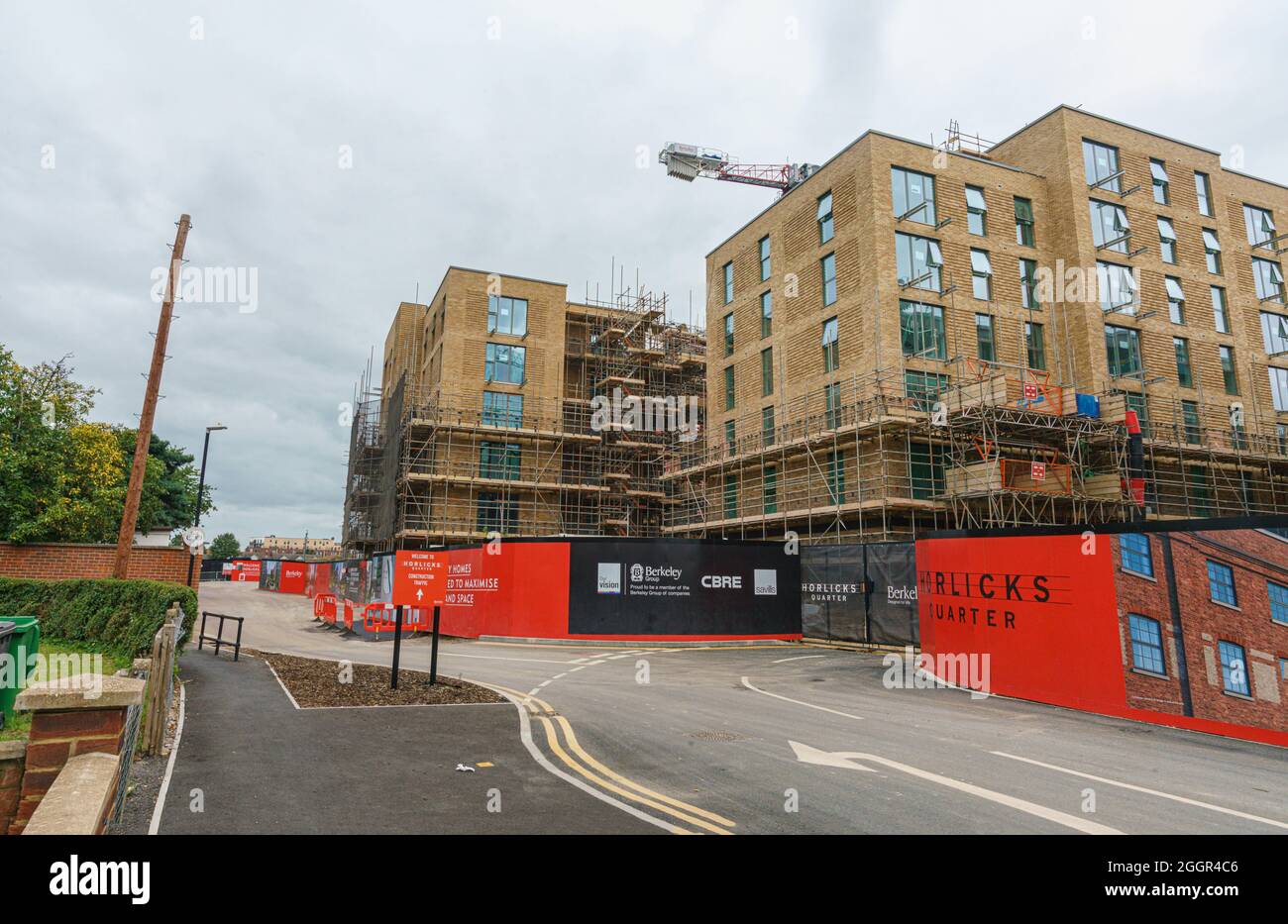 L'ex fabbrica di Horlicks, Slough, Berkshire è in fase di ristrutturazione da Berkley Homes, ed è ora chiamato il quartiere di Horlicks. Foto Stock