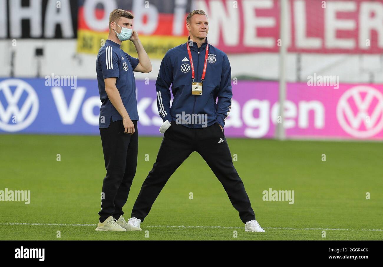 Primo: Fuvuball: Calcio: 02.09.2021 LV pxnderspiel, nazionale qualificazione Coppa del mondo Liechtenstein - Germania Timo Werner e Bernd Leno Foto Stock