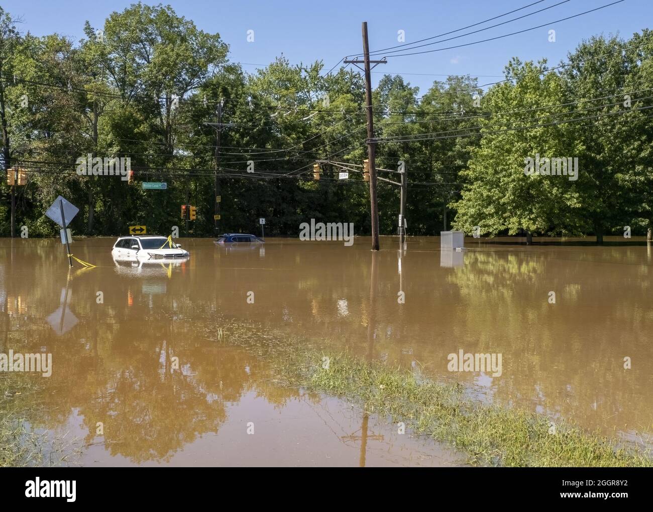 Alluvione a Franklin Township, Somerset County, New Jersey, USA Foto Stock