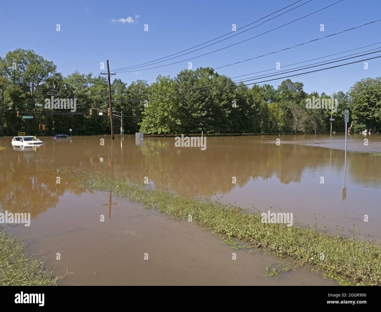 Alluvione a Franklin Township, Somerset County, New Jersey, USA Foto Stock
