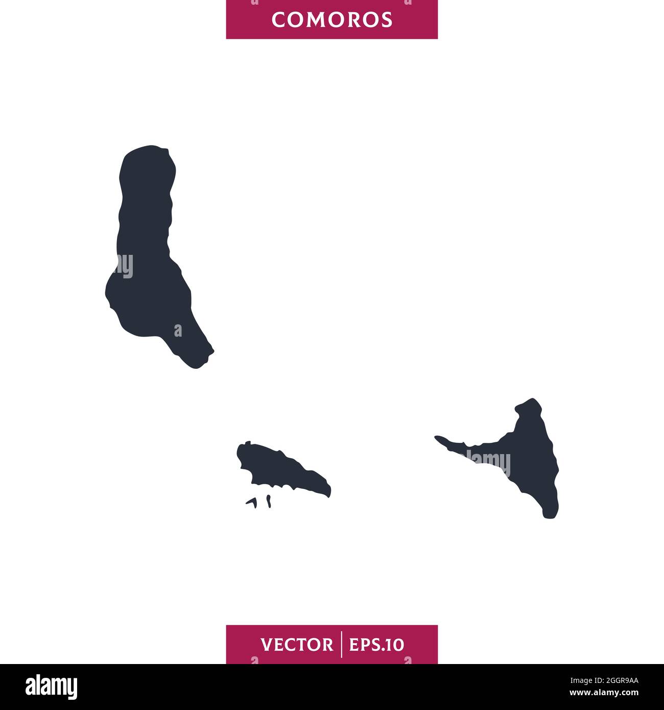 Mappa dettagliata del modello di disegno dell'illustrazione dello stock vettoriale delle Comore. Vettore eps 10. Illustrazione Vettoriale