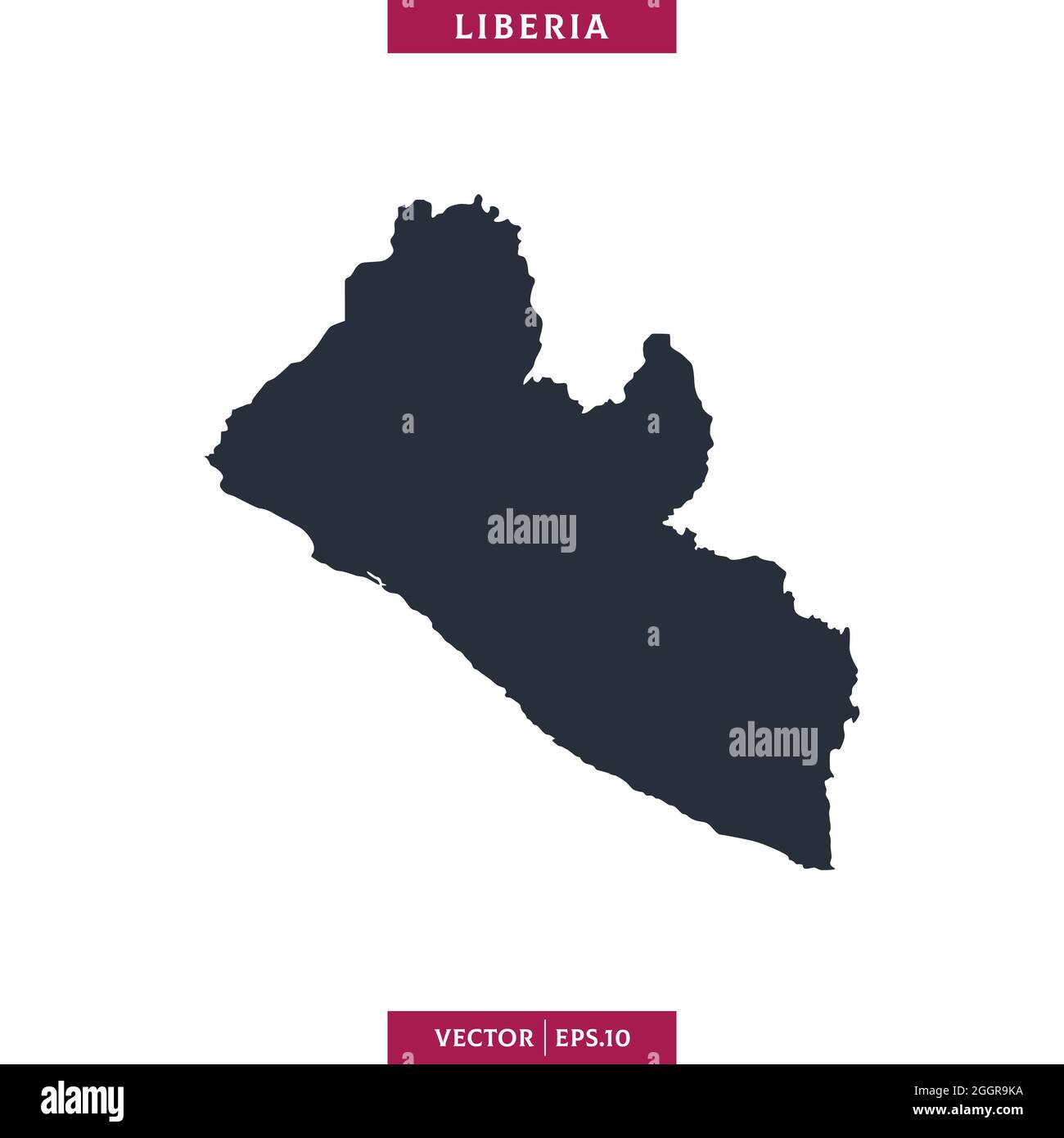 Mappa dettagliata del modello di disegno di illustrazione di stock vettoriale di Liberia. Vettore eps 10. Illustrazione Vettoriale