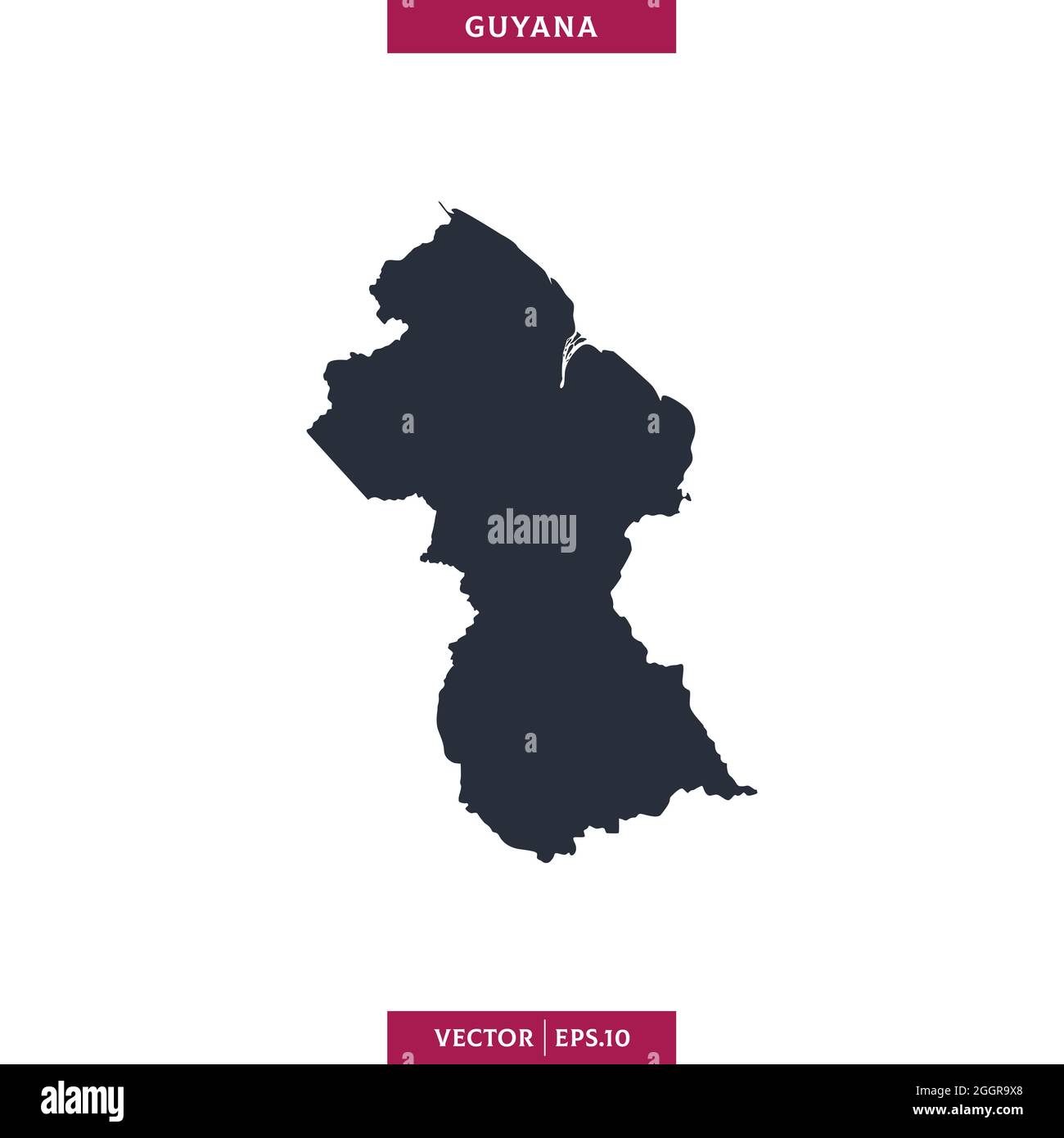 Mappa dettagliata del modello di disegno di illustrazione del vettore Guyana. Vettore eps 10. Illustrazione Vettoriale