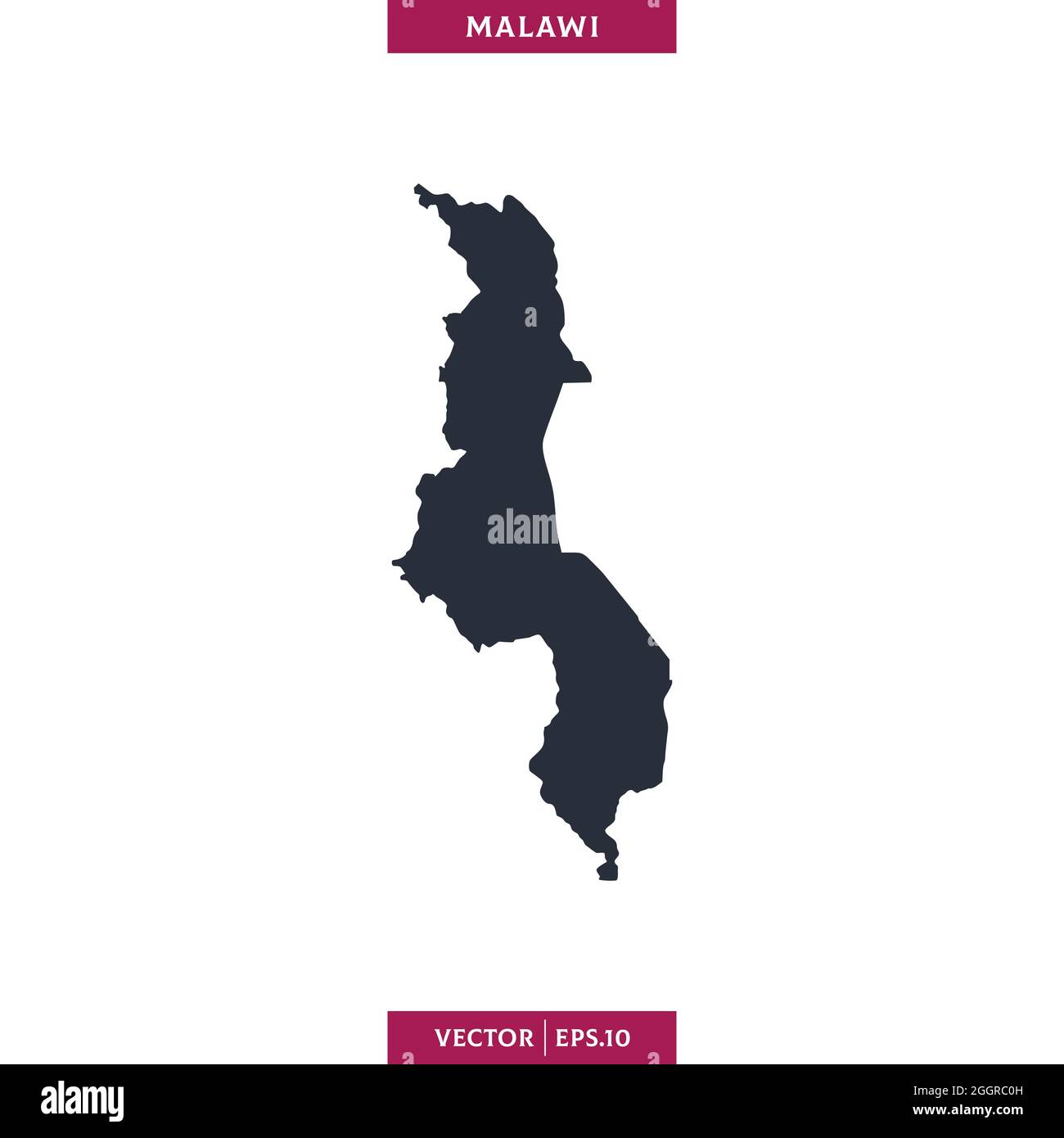 Mappa dettagliata del modello di disegno del vettore Malawi. Vettore eps 10. Illustrazione Vettoriale