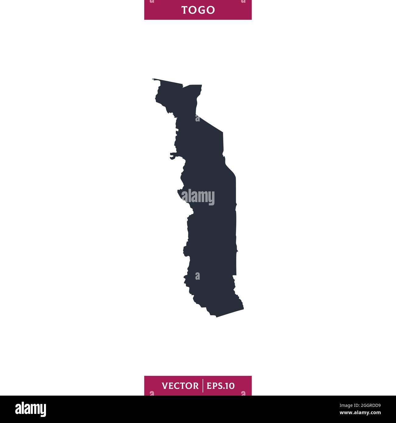 Mappa dettagliata del modello di disegno dell'illustrazione dello stock vettoriale del Togo. Vettore eps 10. Illustrazione Vettoriale