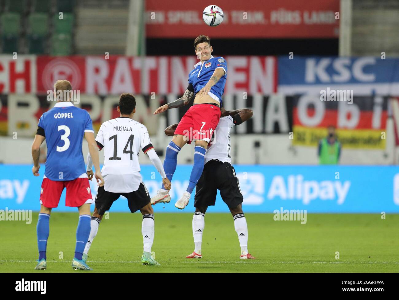 Primo: Fuvublall: Calcio: 02.09.2021 LV phnderspiel, nazionale Coppa del mondo qualificazione Liechtenstein - Germania duelli, Yanik Frick Foto Stock
