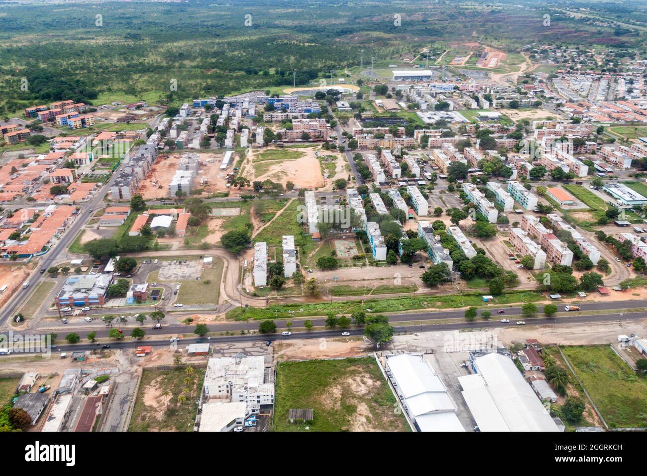 Veduta aerea della periferia di Ciudad Bolivar, Venezuela Foto Stock