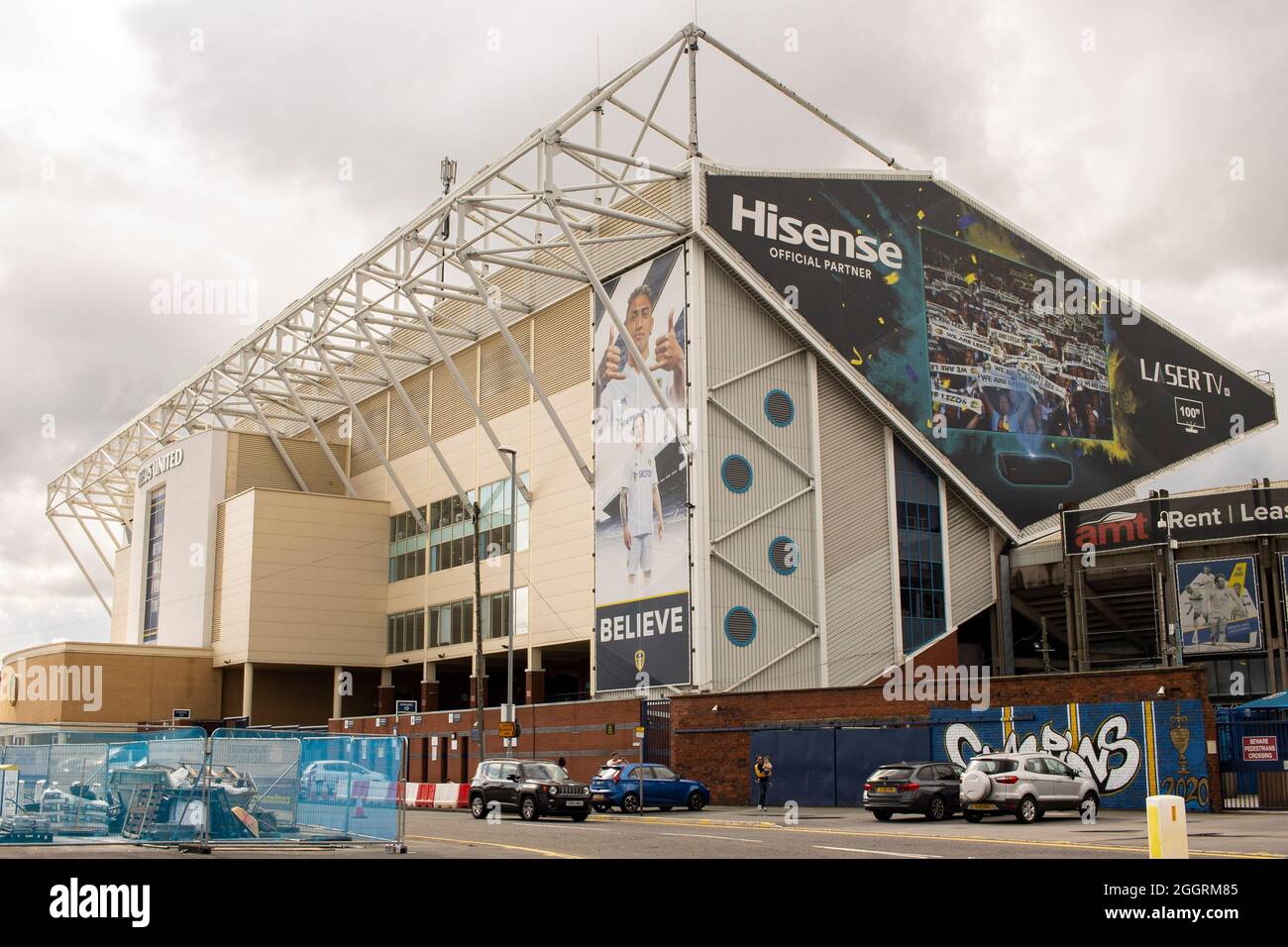 Una vista dell'East Stand a Elland Road il 22 agosto 2021. Credito: Lewis Mitchell Foto Stock