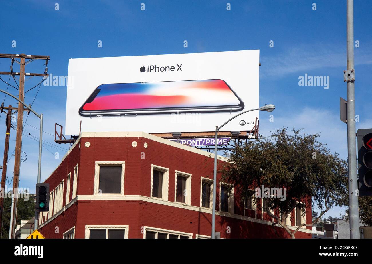 Telefono X affissioni a Santa Monica e Doheny Blvd. A West Hollywood, Los Angeles, CA Foto Stock