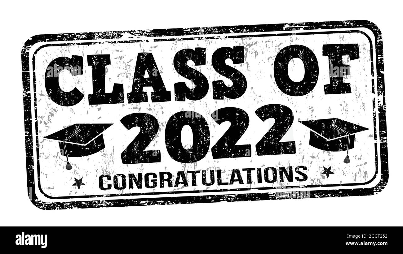 Classe di bollo in gomma grunge 2022 su bianco, illustrazione vettoriale Illustrazione Vettoriale