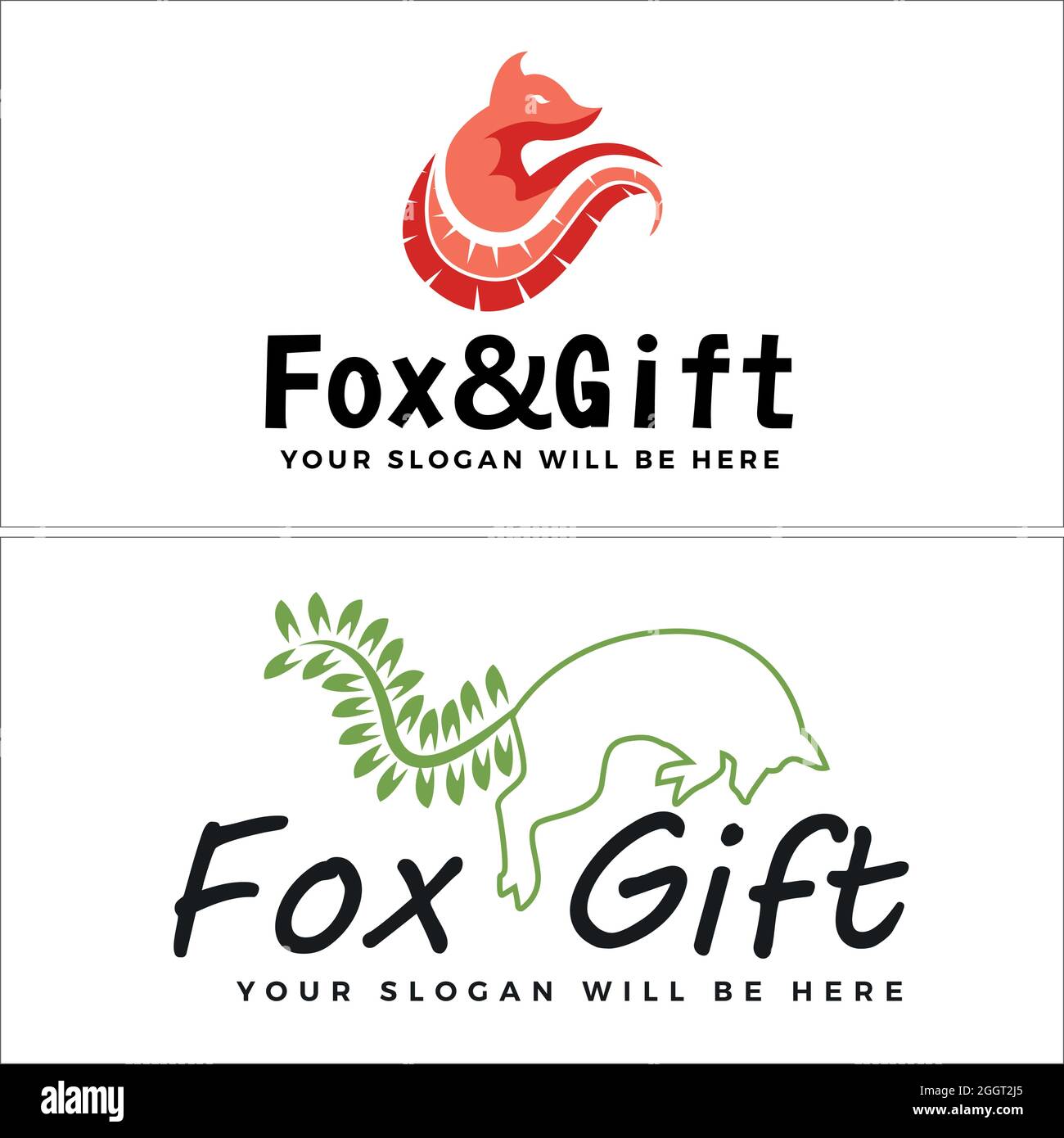 Negozio di articoli da regalo al dettaglio con logo con icona a forma di volpe Illustrazione Vettoriale