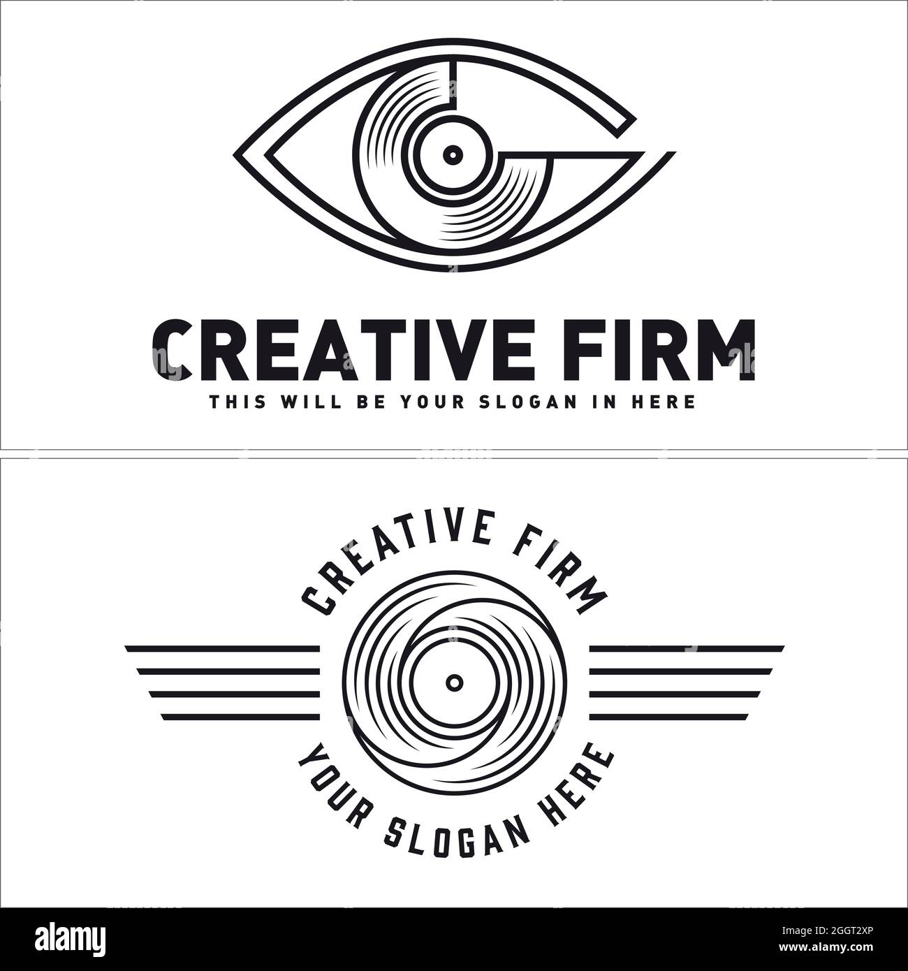 Intrattenimento creativo otturatore rigido media vision logo design Illustrazione Vettoriale