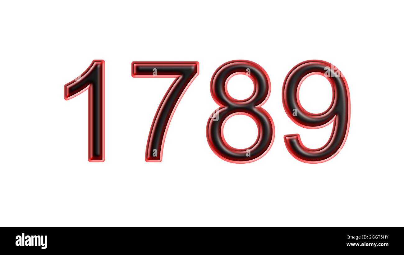 sfondo bianco con effetto 3d rosso a 1789 numeri Foto Stock