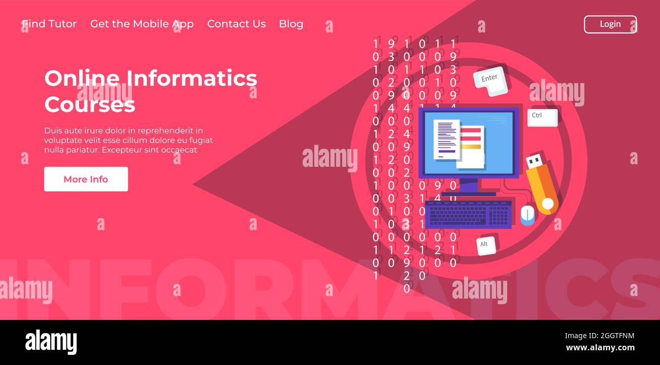 Corsi di informatica online, landing page Illustrazione Vettoriale