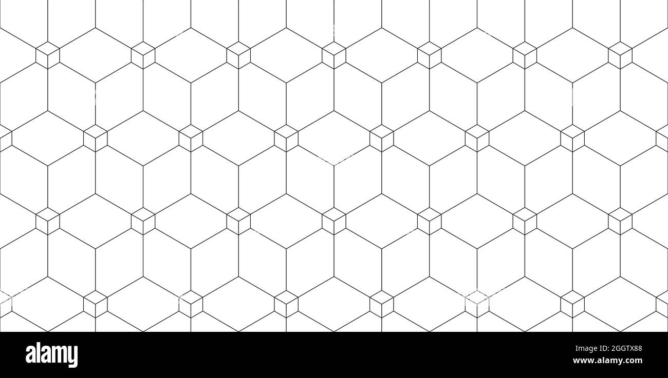 Sfondo geometrico astratto, illustrazione vettoriale. Motivo linee esagonali per banner o copertina. Mosaico a forma di cubo a nido d'ape Illustrazione Vettoriale