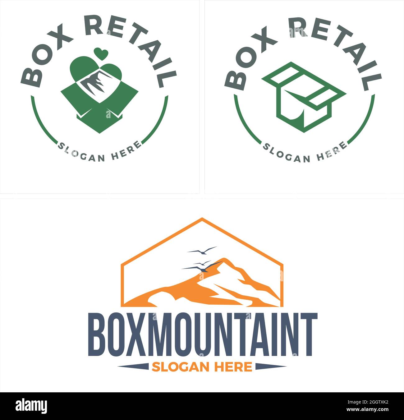 Design del logo Box Retail Mountain Adventure Illustrazione Vettoriale