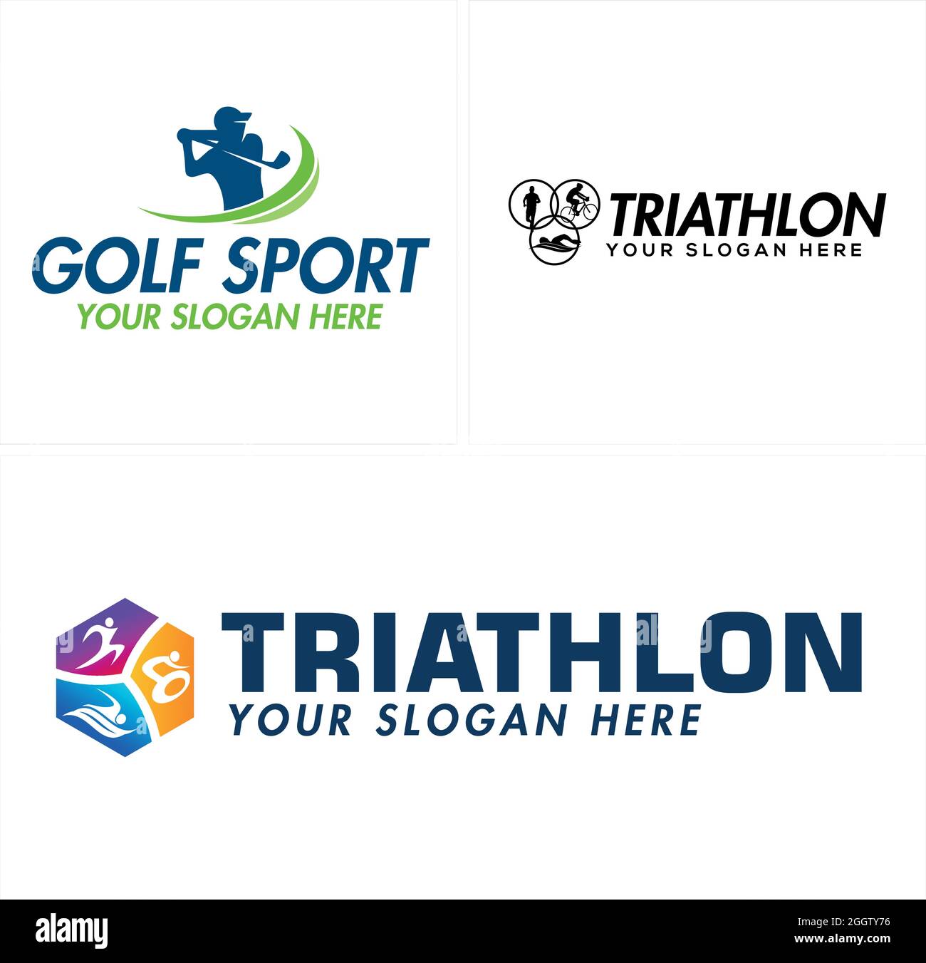 Triathlon sport golf logo design Illustrazione Vettoriale