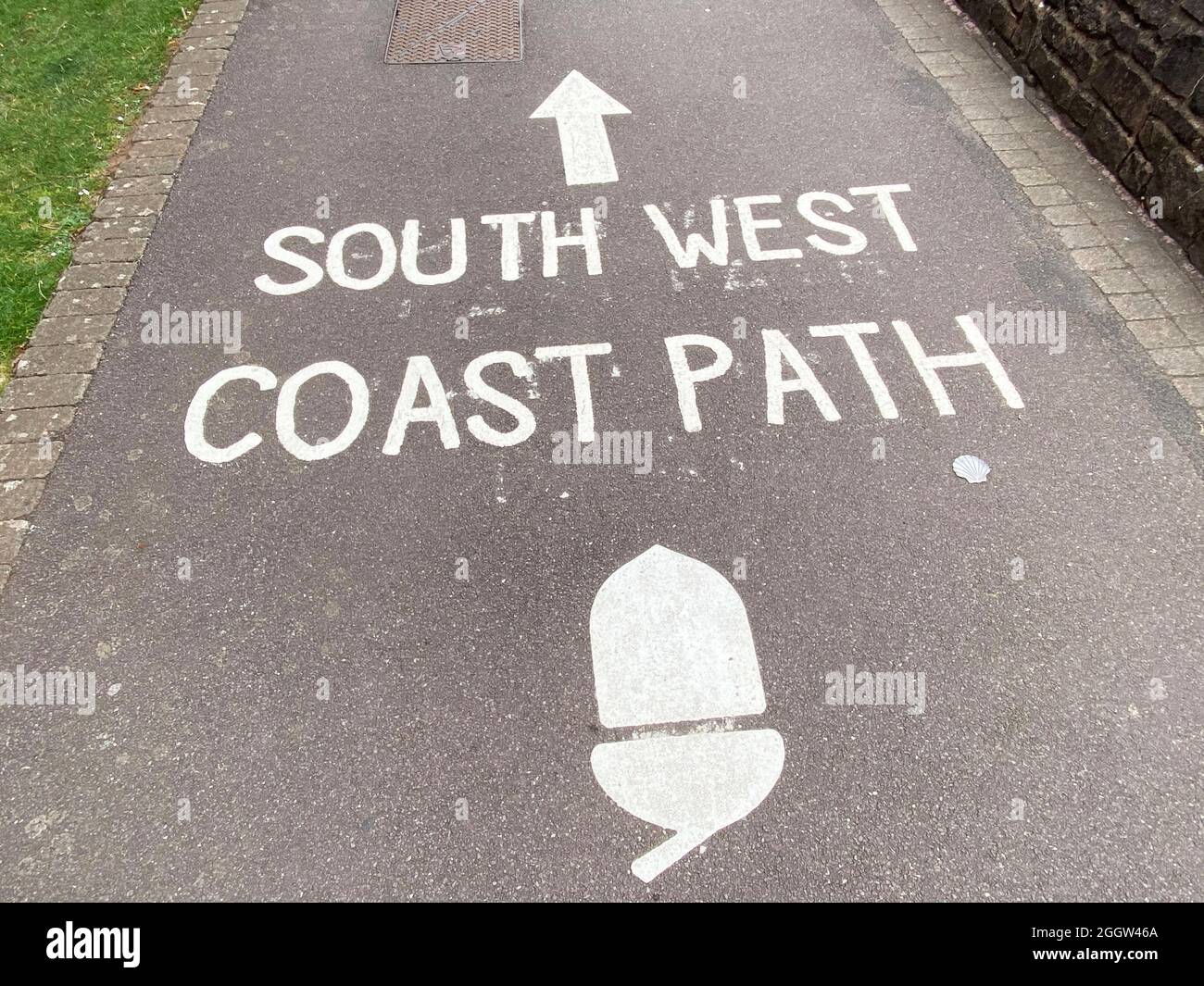 MINEHEAD, Regno Unito - Agosto 2021: Cartello per il sentiero della costa sud-occidentale Foto Stock