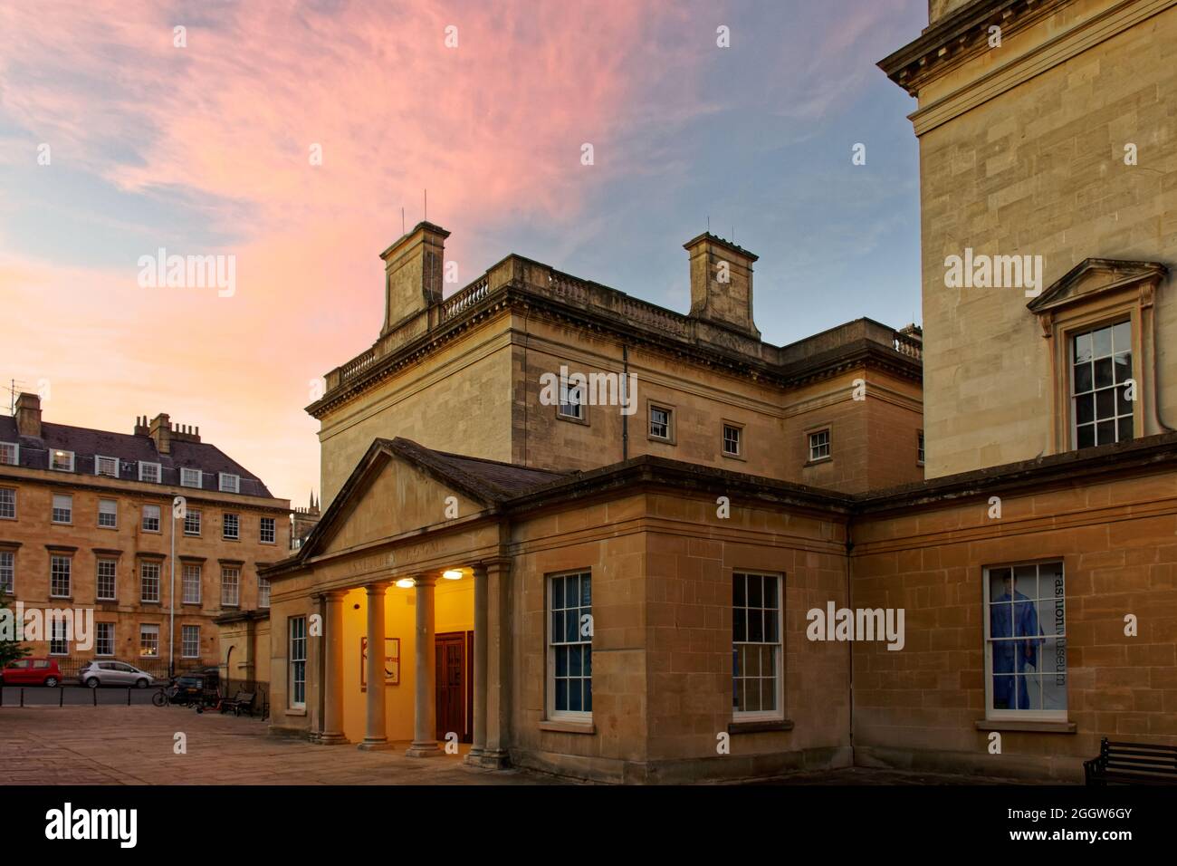 Royal crescent Bath tramonto Foto Stock