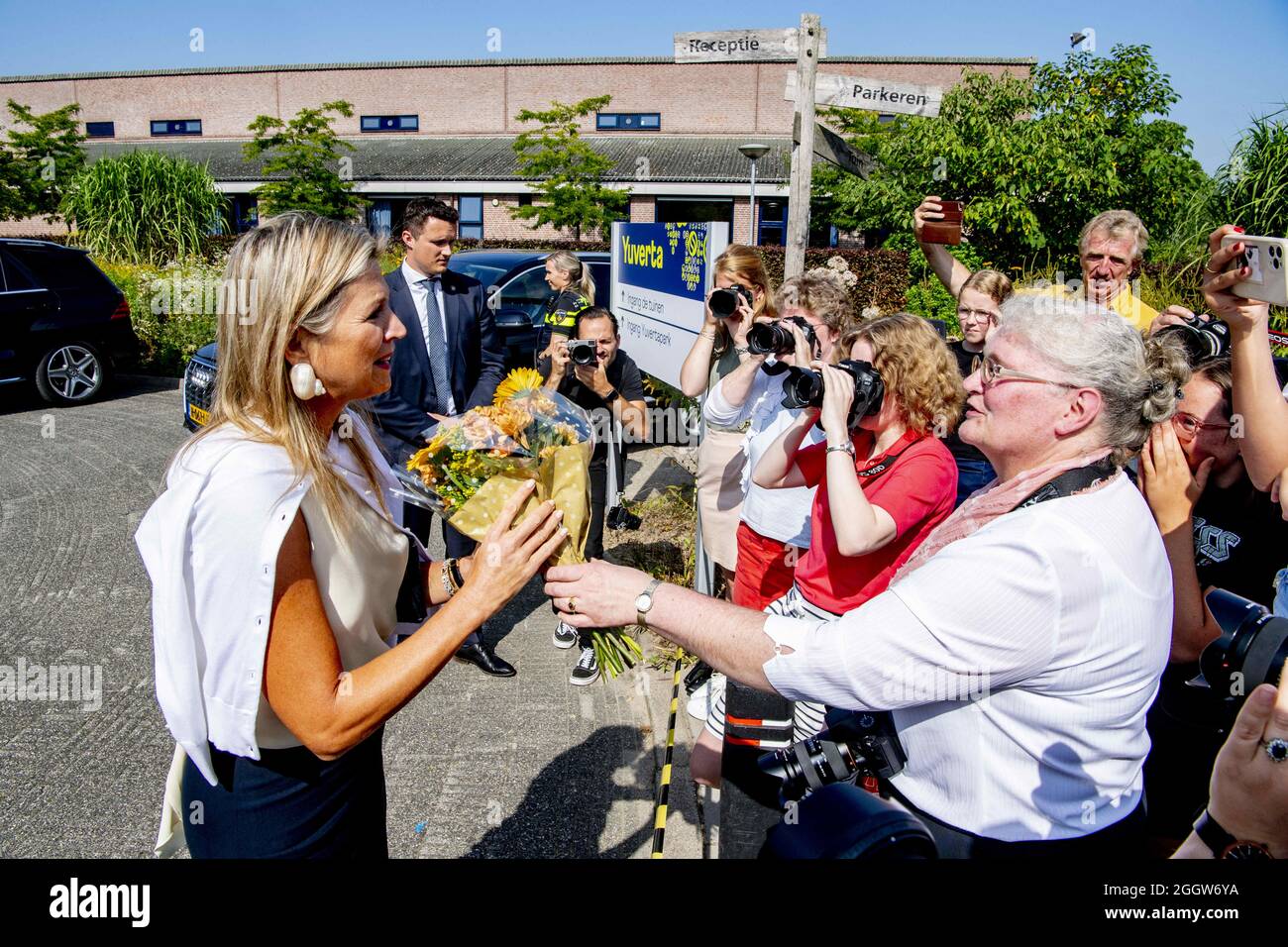 La regina Maxima dei Paesi Bassi arriva per l'apertura della MBO il 3 settembre 2021 a Houten, Paesi Bassi. Il tema dell’apertura è “l’imprenditorialità verso un futuro migliore”. Foto di Robin Utrecht/ABACAPRESS.COM Foto Stock