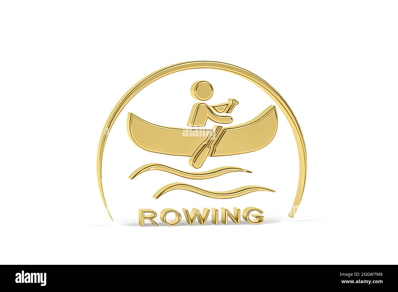 Icona Golden 3d Rowing isolata su sfondo bianco - rendering 3d Foto Stock