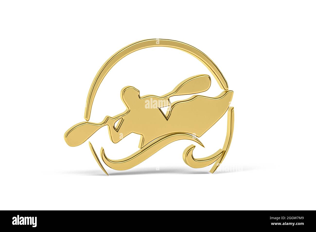 Icona Golden 3d Rowing isolata su sfondo bianco - rendering 3d Foto Stock