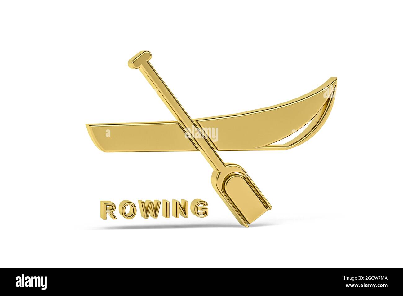 Icona Golden 3d Rowing isolata su sfondo bianco - rendering 3d Foto Stock