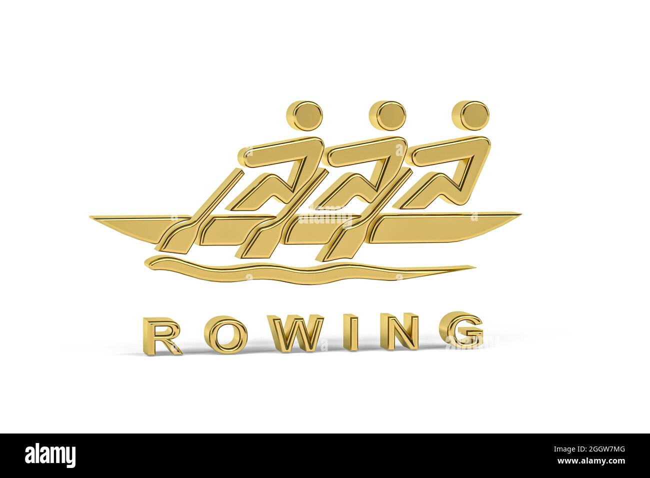 Icona Golden 3d Rowing isolata su sfondo bianco - rendering 3d Foto Stock