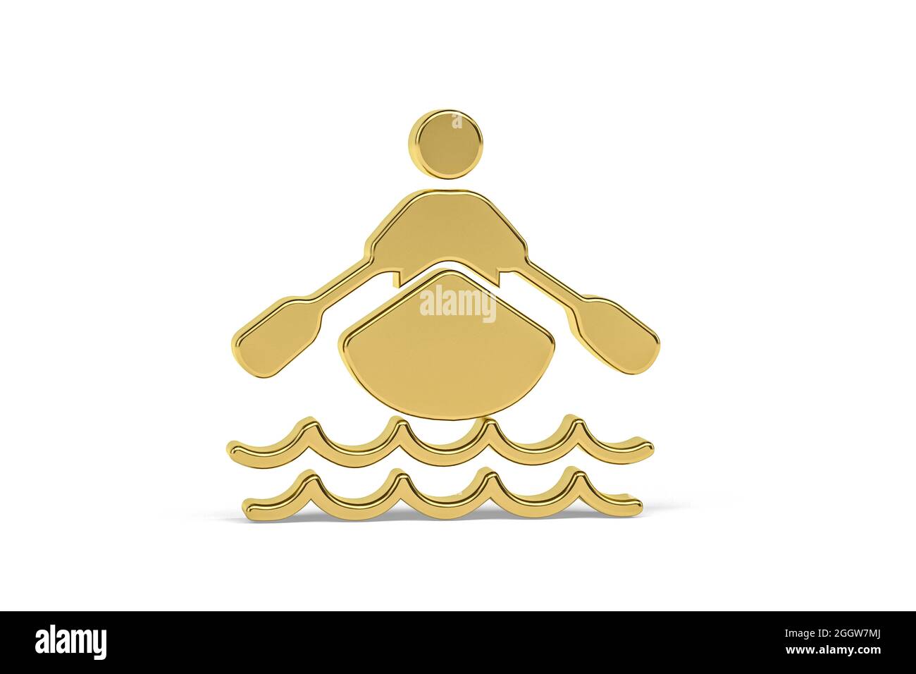 Icona Golden 3d Rowing isolata su sfondo bianco - rendering 3d Foto Stock