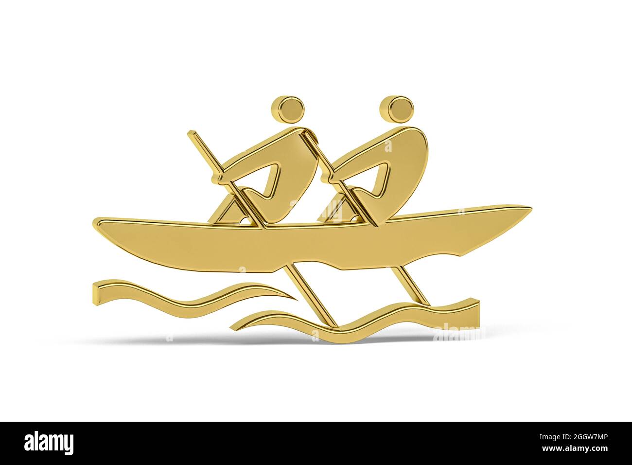 Icona Golden 3d Rowing isolata su sfondo bianco - rendering 3d Foto Stock
