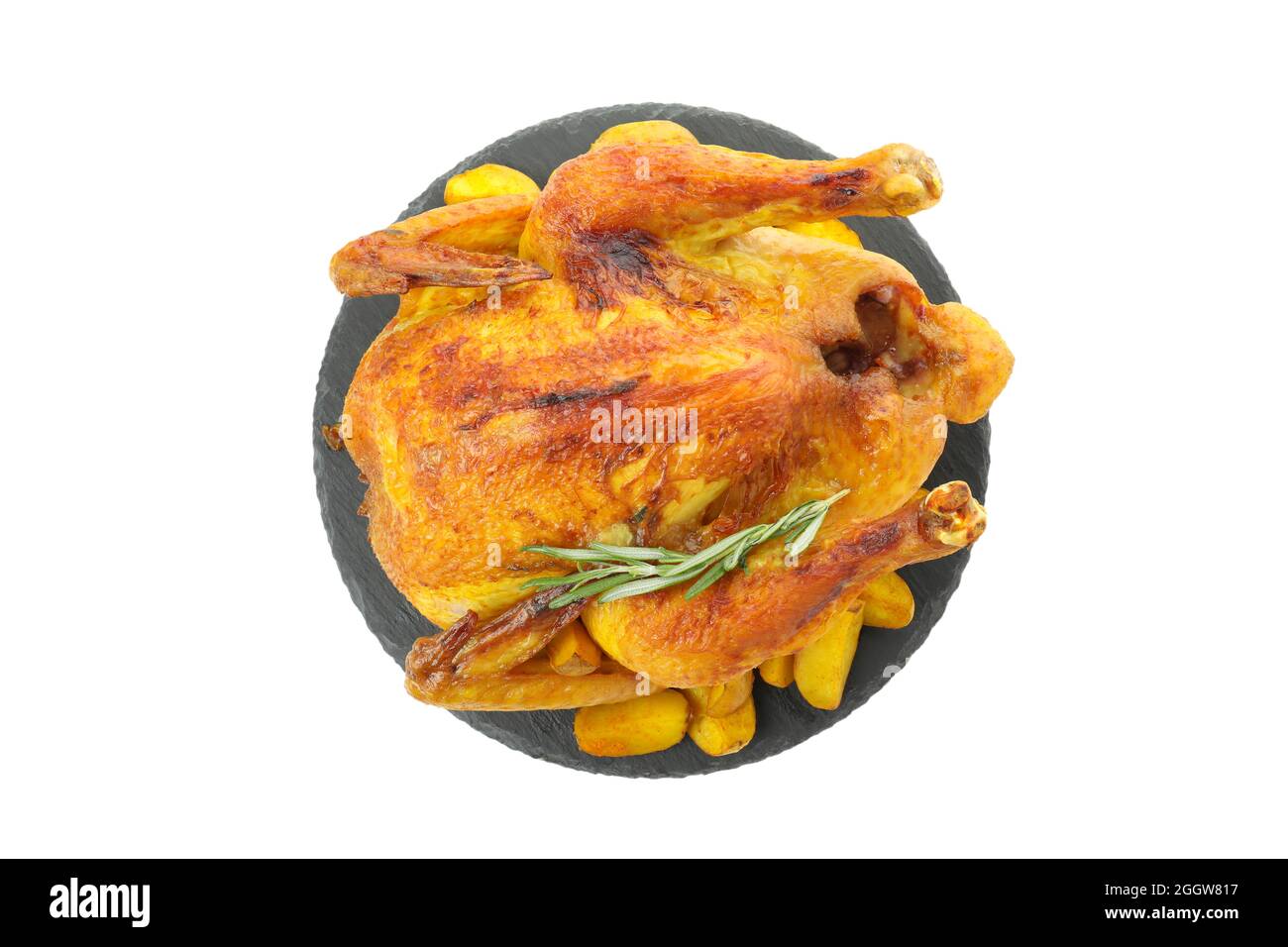 Giorno del Ringraziamento tacchino arrosto isolato su sfondo bianco Foto Stock