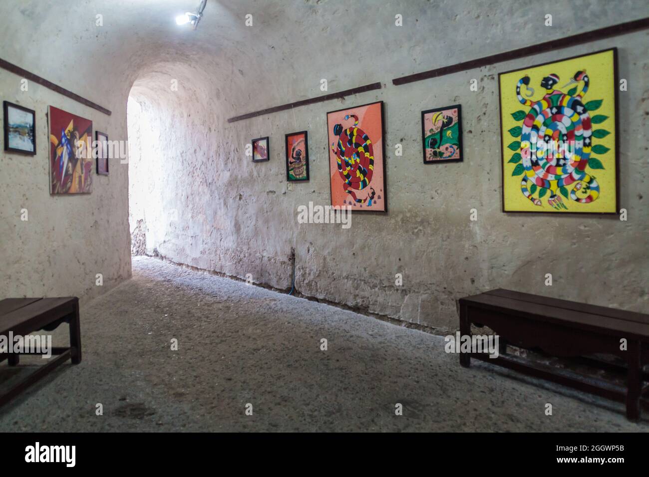 SANTIAGO DE CUBA, CUBA - 1 FEBBRAIO 2016: Interno del Castello San Pedro de la Roca del Morro, Santiago de Cuba, Cuba Foto Stock