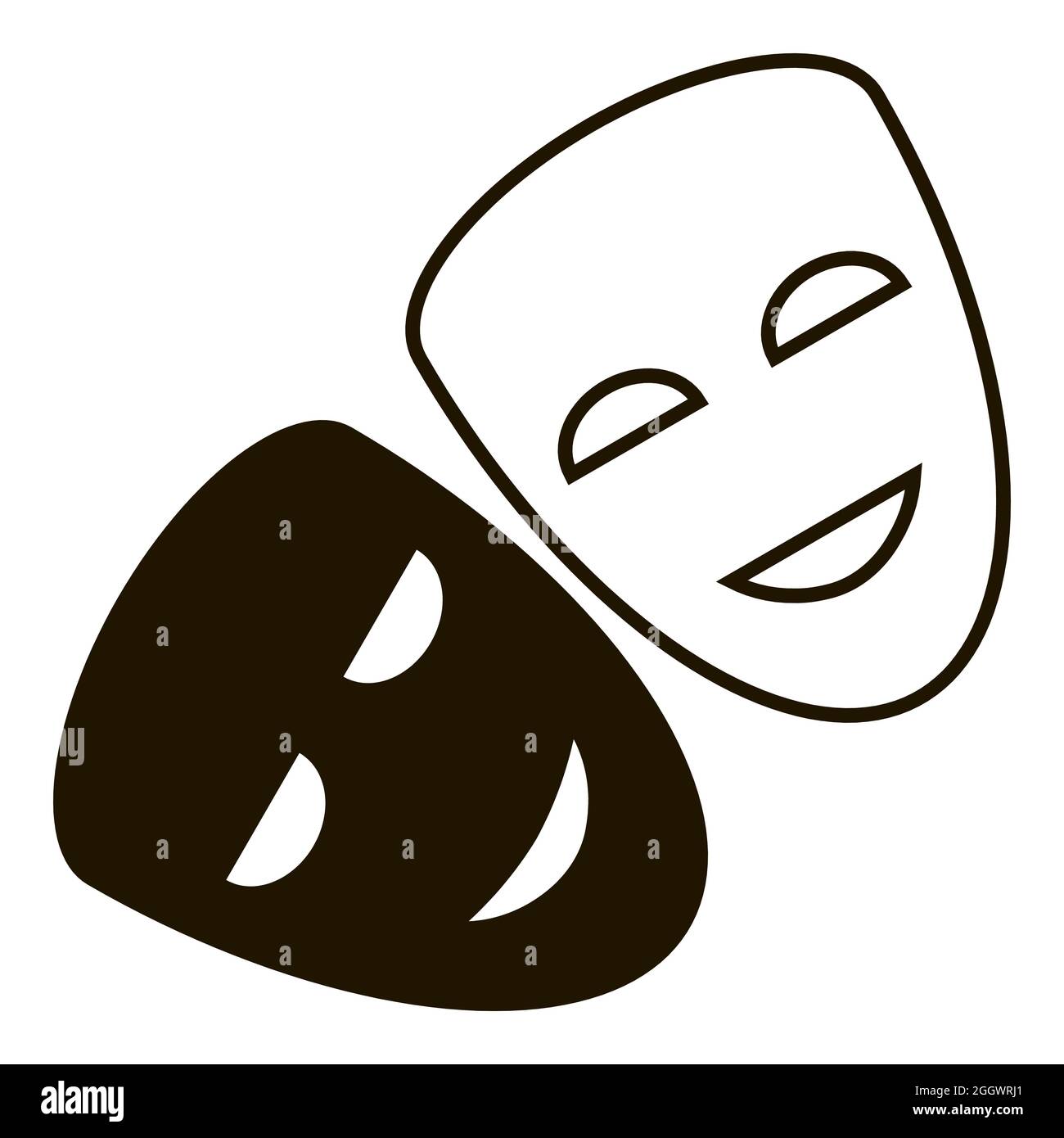 Maschera teatrale nera e maschera bianca. Due sagome simboliche  tradizionali delle maschere. Mascherina dedicata sul viso con intagli per  occhi e bocca. Stiletto piatto Immagine e Vettoriale - Alamy