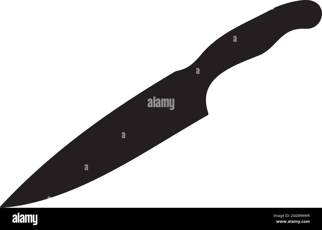 Singolo coltello da cucina nero silhouette con logo vettoriale Illustrazione Vettoriale