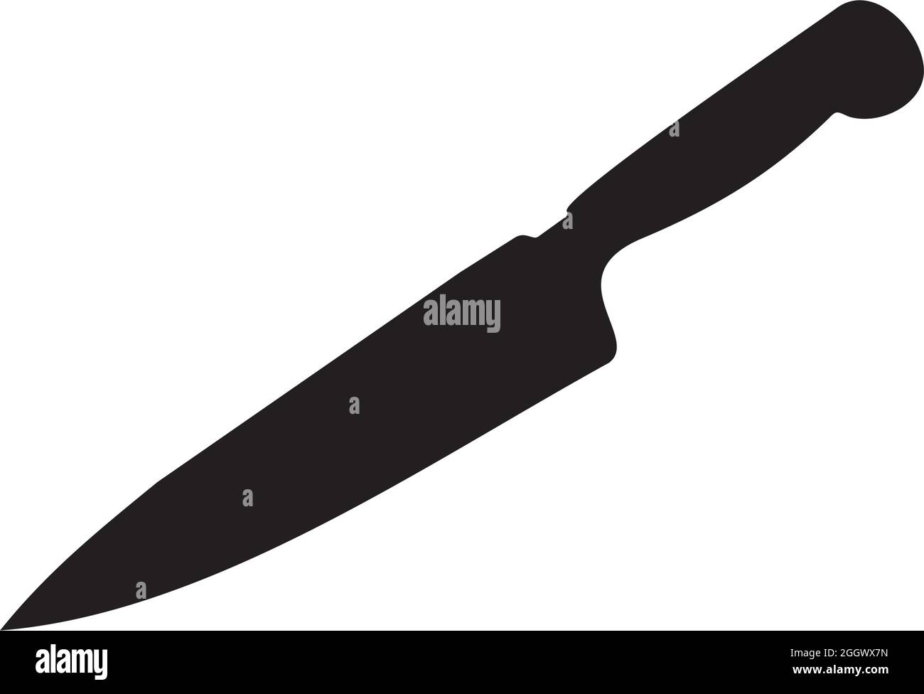 Singolo coltello da cucina nero silhouette con logo vettoriale Illustrazione Vettoriale