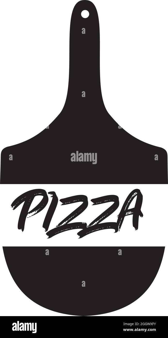 Modello vettoriale nero con logo a buccia di pizza Illustrazione Vettoriale
