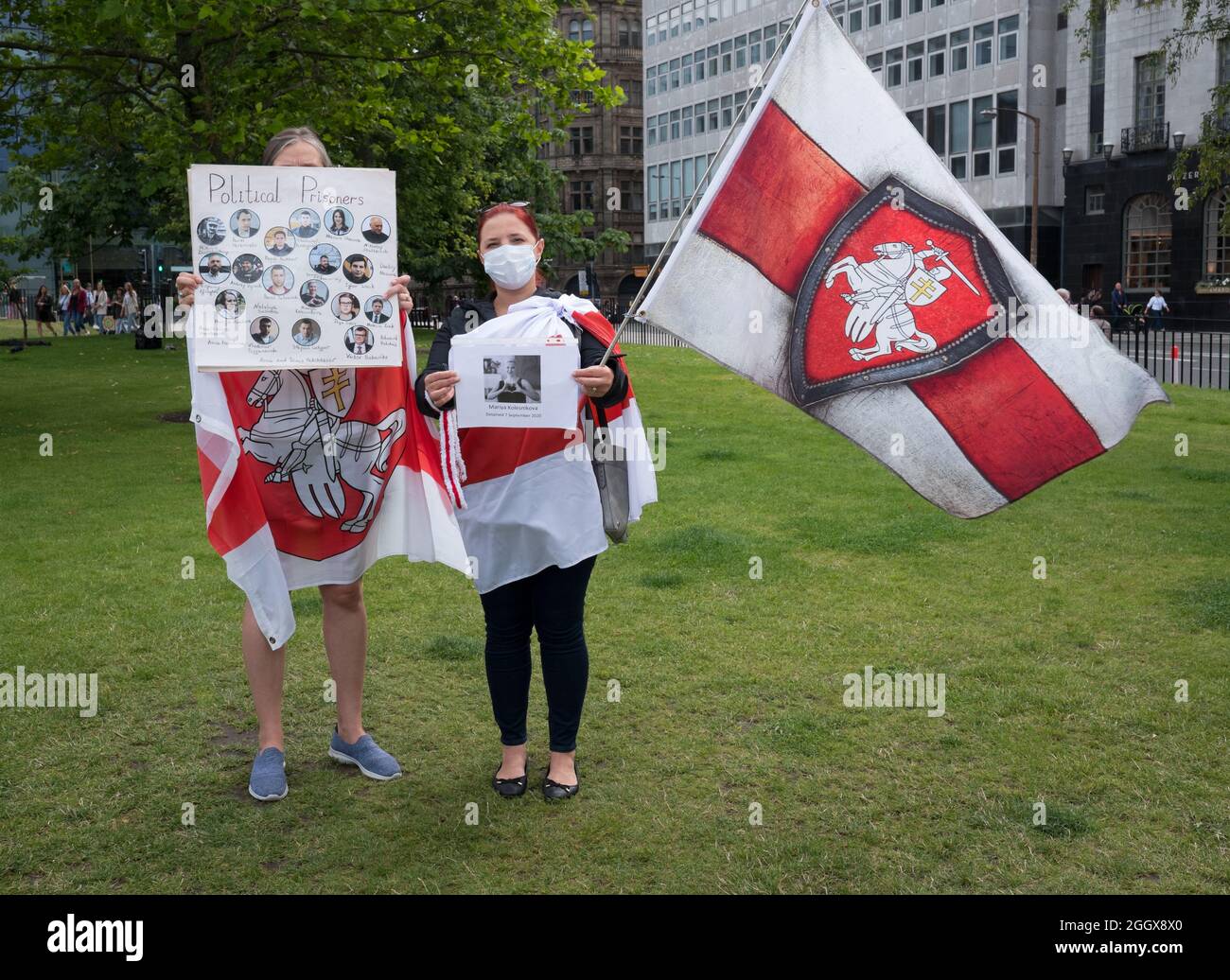 I manifestanti si oppone al regime bielorusso Foto Stock