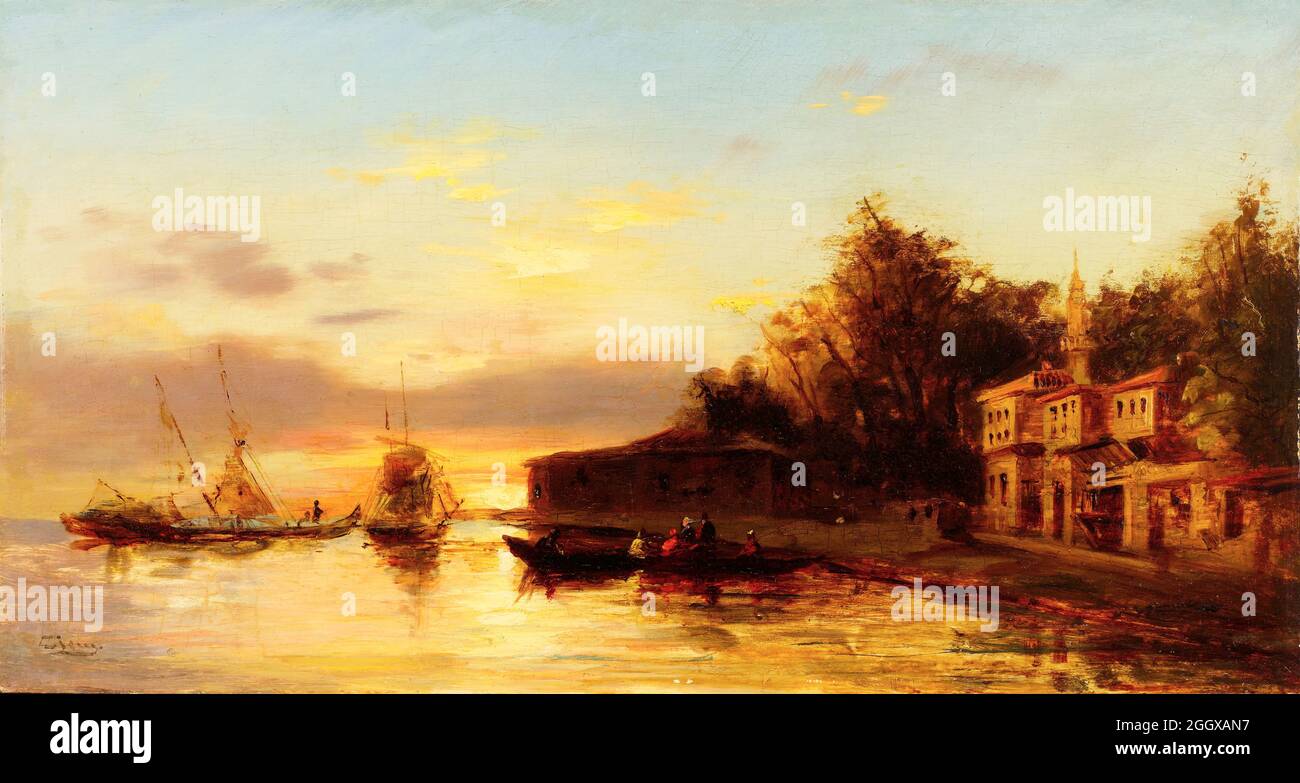 Vista di Istanbul di Félix Ziem (1821-1911), olio su tela, fine 19 ° secolo Foto Stock