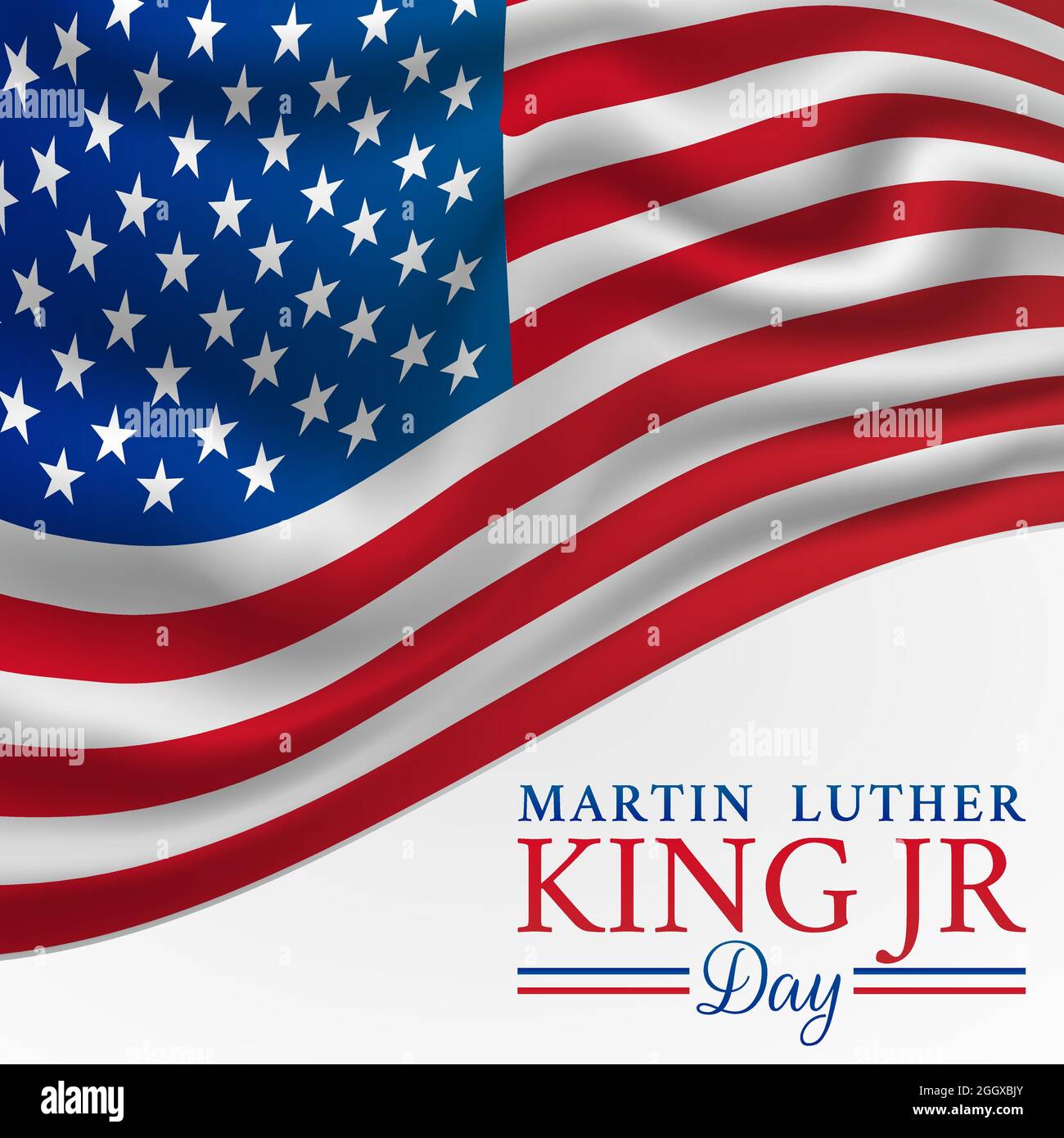 MLK Martin Luther King Jr. Giorno disegno vettoriale sfondo con Bandiera americana Illustrazione Vettoriale